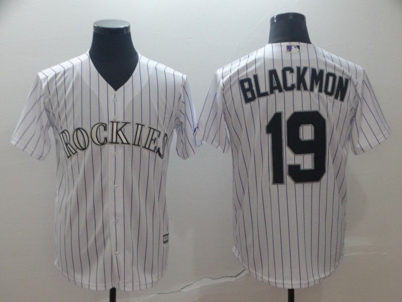 Men Colorado Rockies #19 Blackmon White Game MLB Jersey
